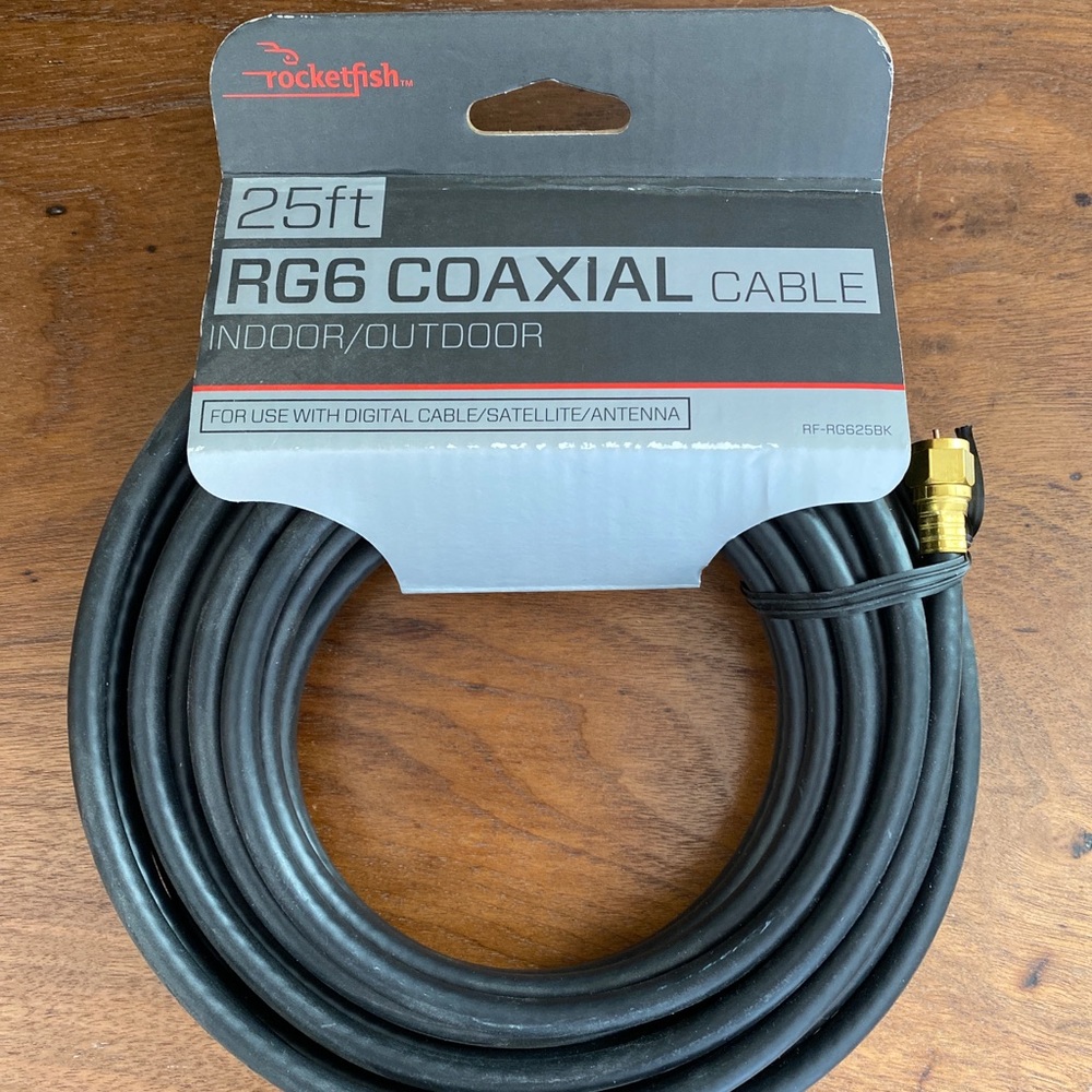 NEW Rocketfish 25' RG6 In-Wall Indoor/Outdoor Coaxial Coax A/V Cable